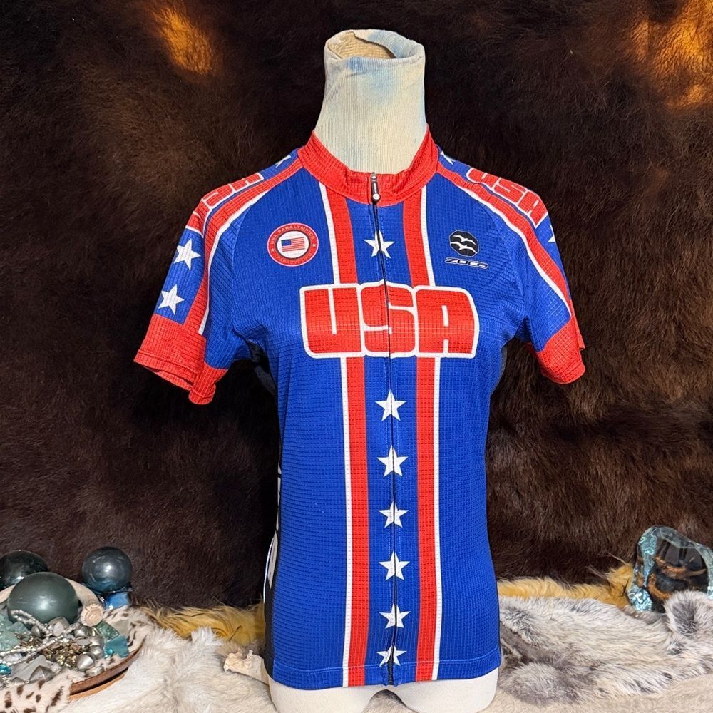 USA Cycling Jersey with Stars and Stripes M (3975)